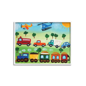 Planes, Trains, and Automobiles 24"x30" Oversized White Framed Giclee Texturized Art
