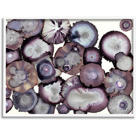 Gray and Purple Abstract Geode 16"x20" White Framed Giclee Texturized Art