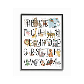 Tribal Animals ABCs 24"x30" XXL Black Framed Giclee Texturized Art