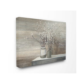 Pussy Willow Still Life 16"x20" Stretched Canvas Wall Art