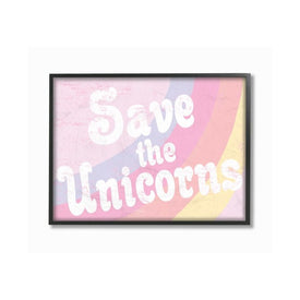 Save The Unicorns 16"x20" Oversized Black Framed Giclee Texturized Art
