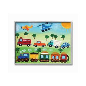 Planes, Trains, and Automobiles 24"x30" Oversized Rustic Gray Framed Giclee Texturized Art