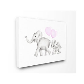 Mama and Baby Elephants 16"x20" Stretched Canvas Wall Art