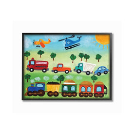 Planes, Trains, and Automobiles 16"x20" Oversized Black Framed Giclee Texturized Art