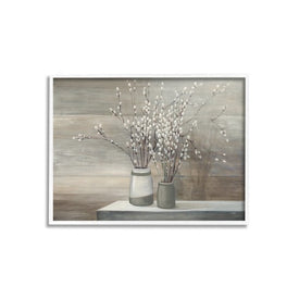Pussy Willow Still Life 24"x30" Oversized White Framed Giclee Texturized Art