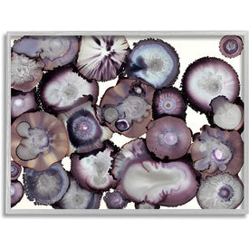 Gray and Purple Abstract Geode 24"x30" Oversized Rustic Gray Framed Giclee Texturized Art