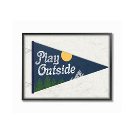 Play Outside Nature Pennant Blue 24"x30" XXL Black Framed Giclee Texturized Art