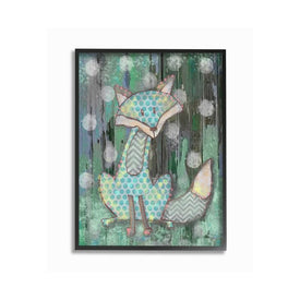 Woodland Polka Dot Fox 16"x20" Oversized Black Framed Giclee Texturized Art