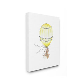 Cute Cartoon Giraffe In Hot Air Balloon Zoo Animal Painting 24"x30" Oversized Stretched Canvas Wall Art