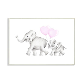 Mama and Baby Elephants 10"x15" Wall Plaque Art