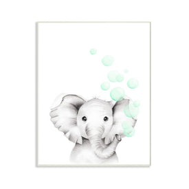 Cute Cartoon Baby Elephant Zoo Animal Painting 10"x15" Wall Plaque Art
