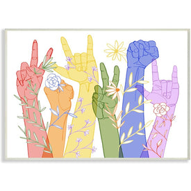 Rainbow Peace Love Caring Hand Signs ASL 13"x19" Oversized Wall Plaque Art
