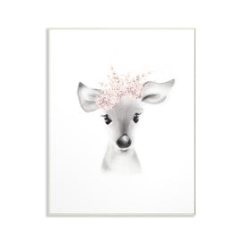 Sketched Fluffy Deer Flowers 13"x19" Oversized Wall Plaque Art