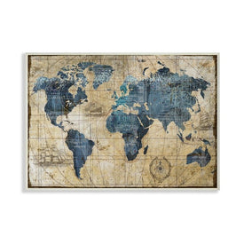 Vintage Abstract World Map Design 13"x19" Oversized Wall Plaque Art