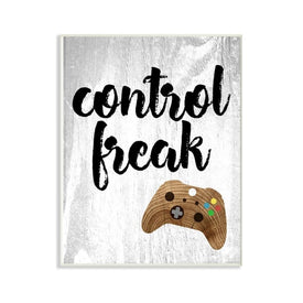 Control Freak Wood Texture Sign with Video Game Controller 13"x19" Oversized Wall Plaque Art