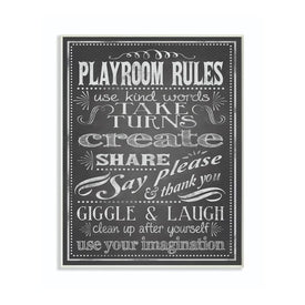 New Playroom Rules Black and White 13"x19" Oversized Wall Plaque Art