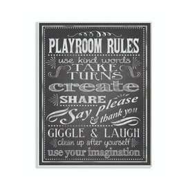 New Playroom Rules Black and White 10"x15" Wall Plaque Art