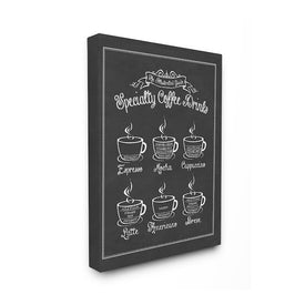 Specialty Coffee Drinks Vintage Typography 16"x20" Stretched Canvas Wall Art