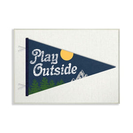 Play Outside Nature Pennant Blue 13"x19" Oversized Wall Plaque Art