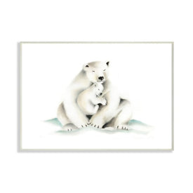 Cute Cartoon Baby Polar Bear Family Zoo Animal Painting 13"x19" Oversized Wall Plaque Art