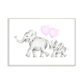 Mama and Baby Elephants 13"x19" Oversized Wall Plaque Art