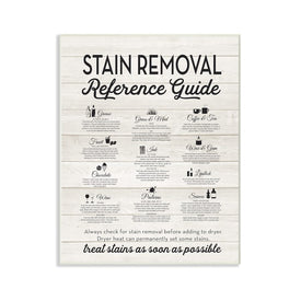 Stain Removal Reference Guide Typography 10"x15" Wall Plaque Art