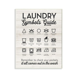 Laundry Symbols Guide Typography 13"x19" Oversized Wall Plaque Art