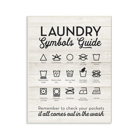 Laundry Symbols Guide Typography 10"x15" Wall Plaque Art