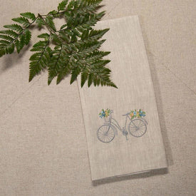 Bicycle with Flowers 29" x 17" Linen Towel