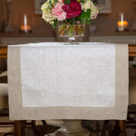 Cream with Flax Frame 22" x 70" Table Runner
