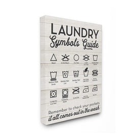 Laundry Symbols Guide Typography 36"x48" Super Oversized Stretched Canvas Wall Art