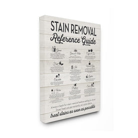 Stain Removal Reference Guide Typography 16"x20" Stretched Canvas Wall Art