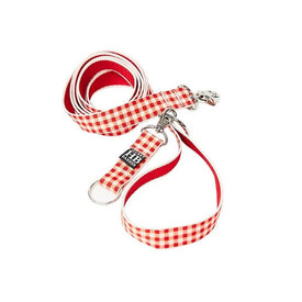 Gingham Leash 1" x 6' - Red