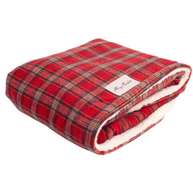 Plaid Sherpa Large Rectangular Pet Bed Cover Only - Red
