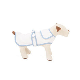 Terry Cloth Small Pet Robe - White with Blue Trim