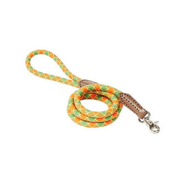 Plaid Rope Leash 1/2" x 5' - Green/Orange