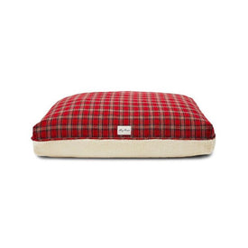 Plaid Sherpa Medium Rectangular Pet Bed - Red