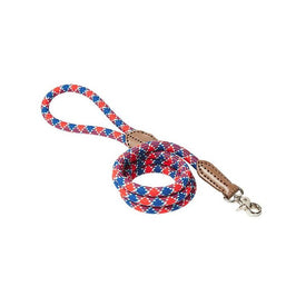 Plaid Rope Leash 1/2" x 5' - Red/Blue