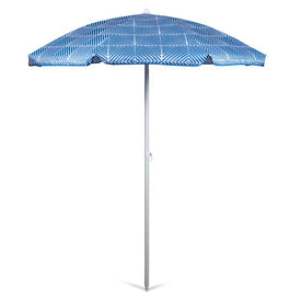 5.5 Ft. Portable Beach Umbrella, Blue Athens Pattern