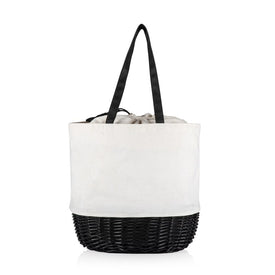Coronado Canvas and Willow Basket Tote, White Canvas with Black Accents