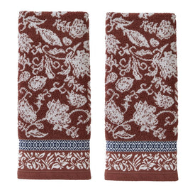 Silk Floral Hand Towels 2-Pack in Spice