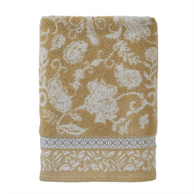 Silk Floral Bath Towel in Gold