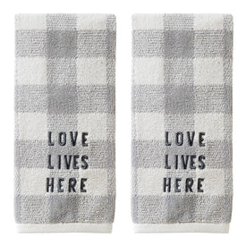 Love Lives Here Hand Towels 2-Pack in Gray