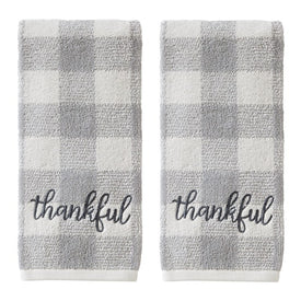 Thankful Plaid Hand Towels 2-Pack in Gray