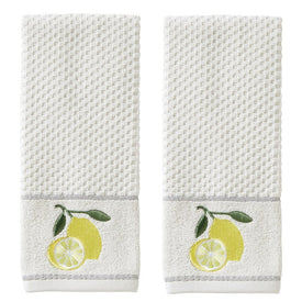 Lemon Zest Hand Towels 2-Pack in White