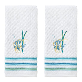 Ocean Watercolor Hand Towels 2-Pack in White