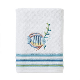 Ocean Watercolor Bath Towel in White