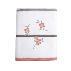Coral Gardens Embroidered Bath Towel in Ivory