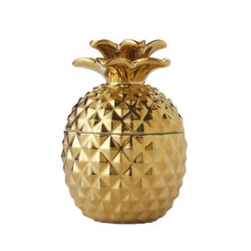 Gilded Pineapple Cotton Jar in Gold