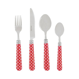 Bistro 16-Piece Stainless Steel Flatware Set, Service for 4 - Picnic Polka Dot